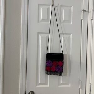 Floral Black and Purple Crossbody Bag